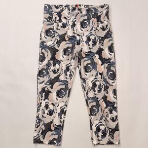 Spanx Pants Womens L Multicolor Floral Pull On Jegging Shaping Stretch Cropped